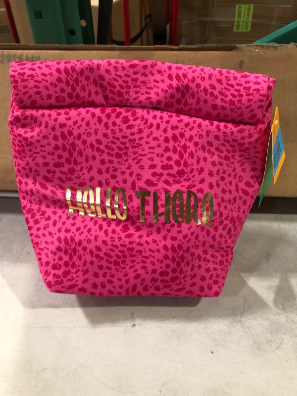 Photo 2 of 'Hello There' Lunch Bag - Tabitha Brown - Magnetic clasp - Pink Cheetah Print