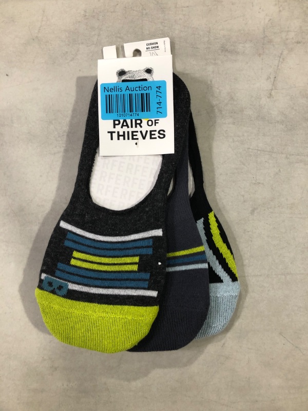 Photo 2 of Pair of Thieve Men' 3pk Cuhion No How Ock - Lime/Dk /Blue 8-12