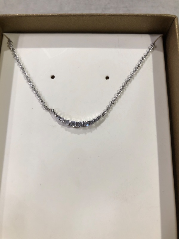 Photo 4 of Silver Plated Cubic Zirconia Bar Chain Necklace - A New Day - Silver - 18" - MISSING EARRINGS