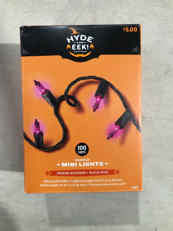 Photo 2 of Hyde and Eek Holiday 100 Lights Purple Mini Lights Indoor Outdoor Black Wire - Lighted Length 6.2 m - Total Length 6.4m