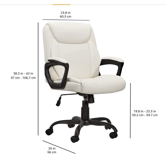 Photo 1 of *PARTS ONLY * Amazon Basic Classic Puresoft Padded Mid Back Office Computer Desk Chair with armrest -Cream 