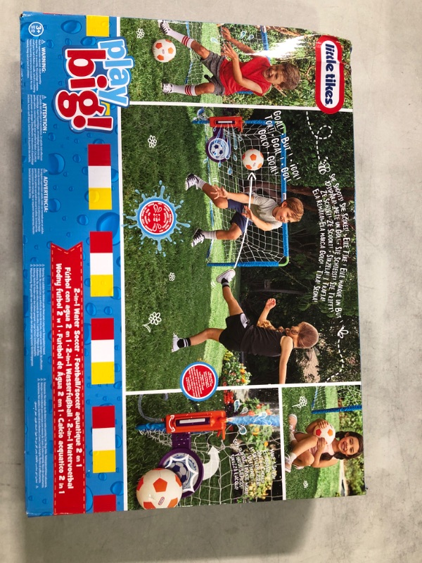 Photo 5 of Little Tikes 2-in-1 Water Soccer and Football Sports Game with Net Ball & Pump Toy Sports Play Set for Kids Girls Boys Ages 5+ 