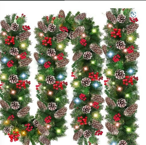 Photo 1 of  Christmas Garland Decorations with Colorful Lights  pk of 2 - 2 pk