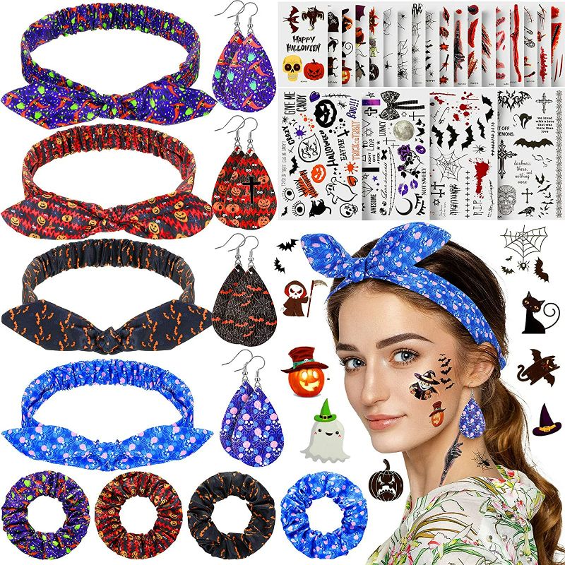 Photo 1 of 38 Pieces Halloween Accessories Kit, 4 Pieces Halloween Hair Scrunchies 4 Pieces 