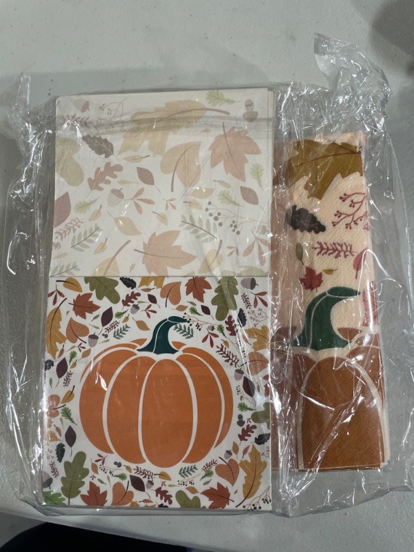 Photo 2 of 75PCS Thanksgiving Napkins and Paper Cutlery Holder Napkins 50PCS and Paper Cutlery Holders 25PCS