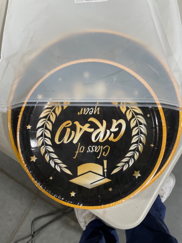 Photo 2 of 2023 Graduation Party Supplies, Graduation Party Decorations 2023, Disposable Dinnerware Set Graduation Paper Plates Congrats Grad! Including 24 Pcs Dinner Plates and Dessert Plates Serves 24 Guests
