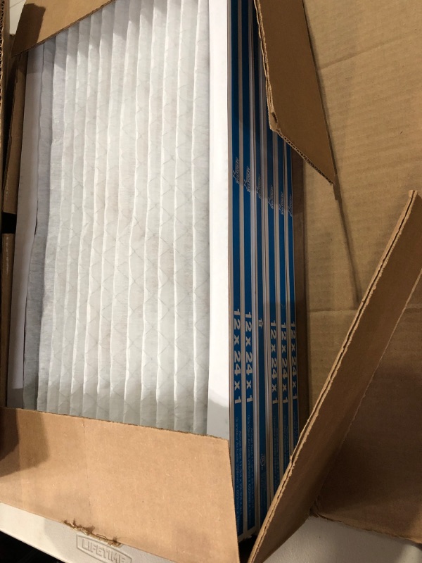 Photo 2 of Aerostar 12x24x1 MERV 8 Pleated Air Filter, AC Furnace Air Filter, 6 Pack (Actual Size: 11 3/4" x 23 3/4" x 3/4")