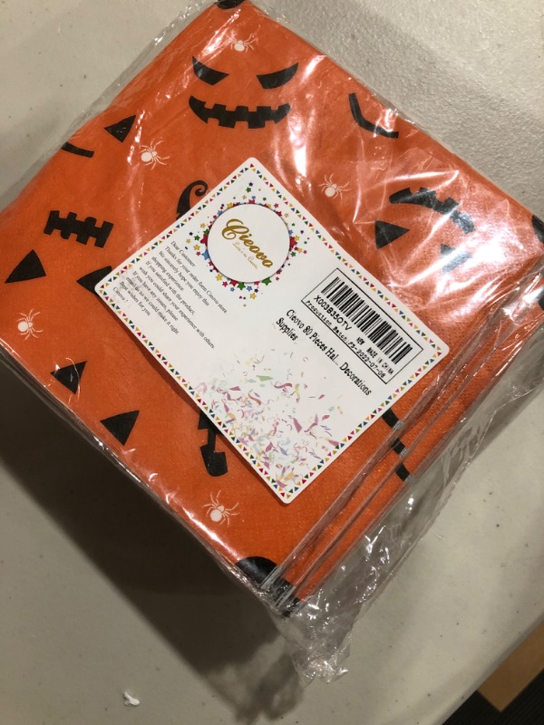 Photo 2 of Cieovo 80 Pieces Halloween Disposable Paper Napkins, Halloween Orange Spider Print Party Cocktail Napkins Halloween Tableware Dinner Napkin for Halloween Dinner Party Decorations Supplies C-Halloween