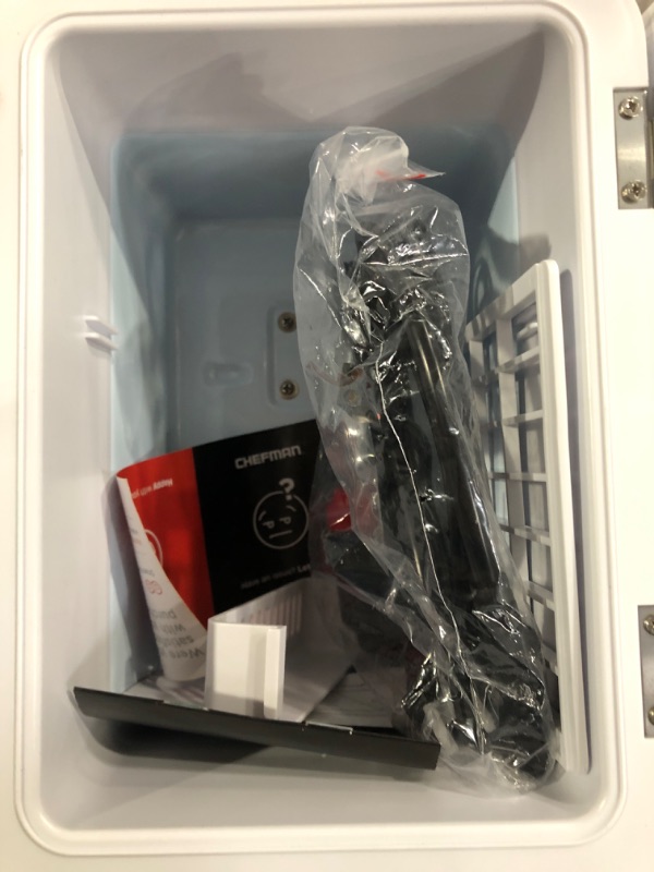 Photo 2 of **PARTS ONLY** Chefman Portable Mirrored Beauty Fridge With LED Lighting 4 Liter Mini Refrigerator, Skin Care, Makeup Storage, w/Mirror & Light, Chill Serums And Face Masks, For Desktop Or Travel, Cool & Heat Skincare Mini Fridge w/Light 4L White