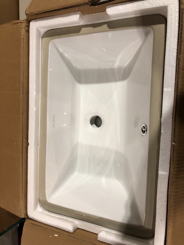 Photo 2 of 1181CBW White Rectangular Porcelain Undermount Lavatory Bathroom Sink Size 18 1/2 X 11