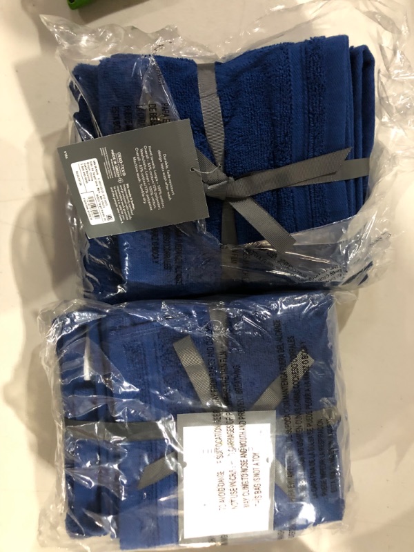 Photo 2 of 12pk Textured Bath Towel Set - Threshold (8 washcloths, 4 hand towels) Blue