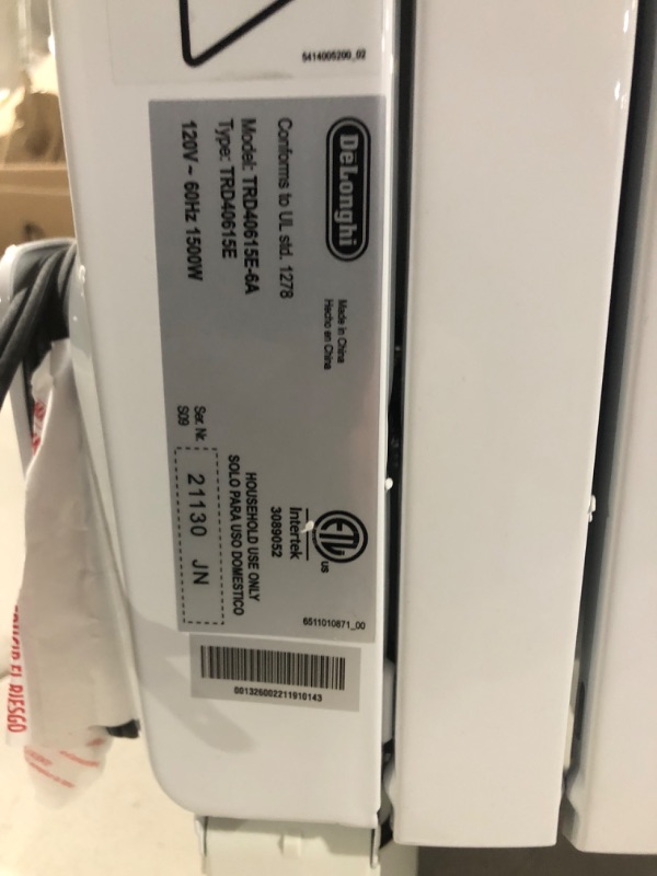 Photo 5 of !!!SEE CLERK NOTES!!!
De'Longhi DeLonghi TRD40615E Full Room Radiant Heater, 27.20 x 15.80 x 9.20, White 