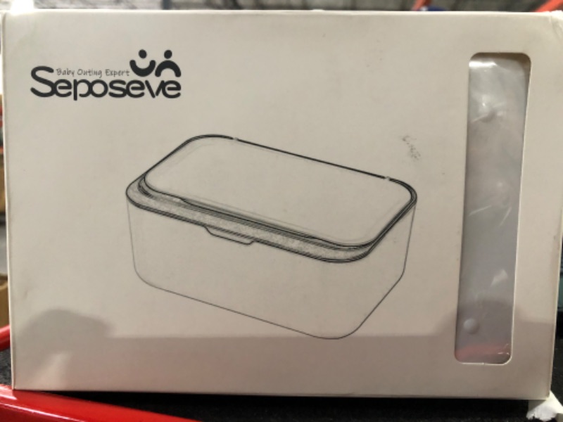 Photo 1 of Wipes Dispenser, Wipe Holder for Baby & Adult, Seposeve Refillable Wipe Container, Keeps Wipes Fresh, One-Handed Operation. Non-Slip, Easy Open/Close Wipes Pouch Case, (WHITE/Grey)