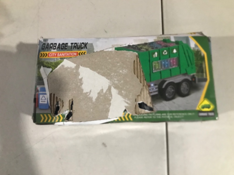 Photo 3 of Toy Garbage Truck for Kids with 4D Lights and Sounds - Battery Operated Automatic Bump & Go Car - Sanitation Truck Stickers