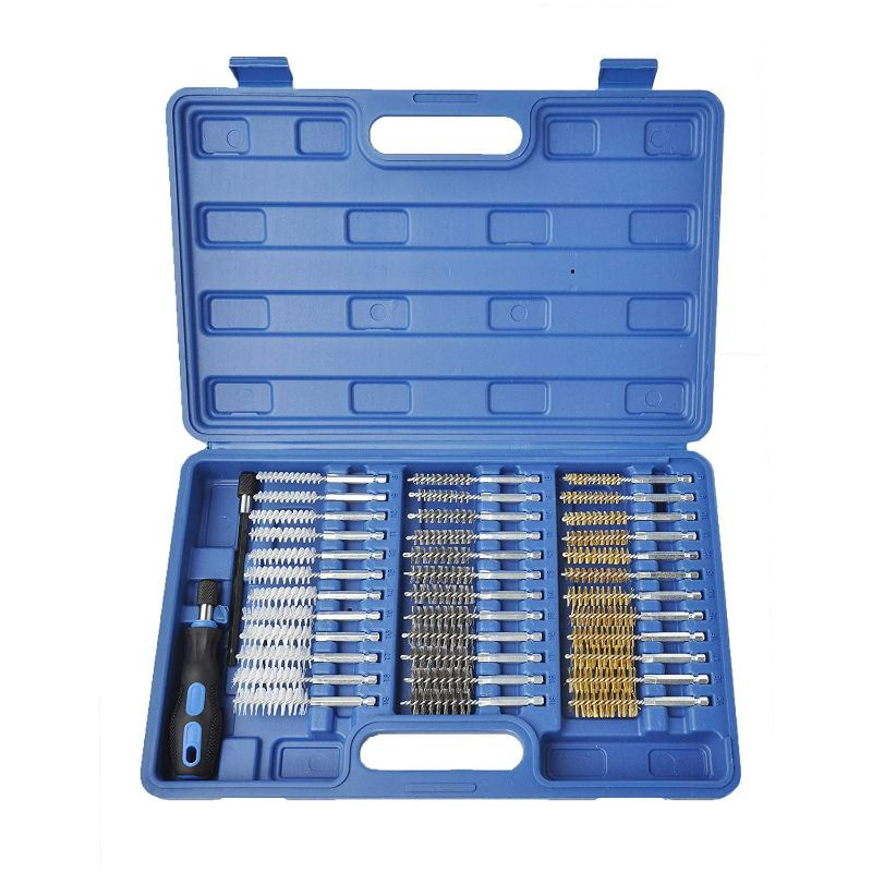 Photo 1 of 38pc Industrial Wire Brush Set 1/4" Hex Shank Long Ext. Stainless Steel Nylon