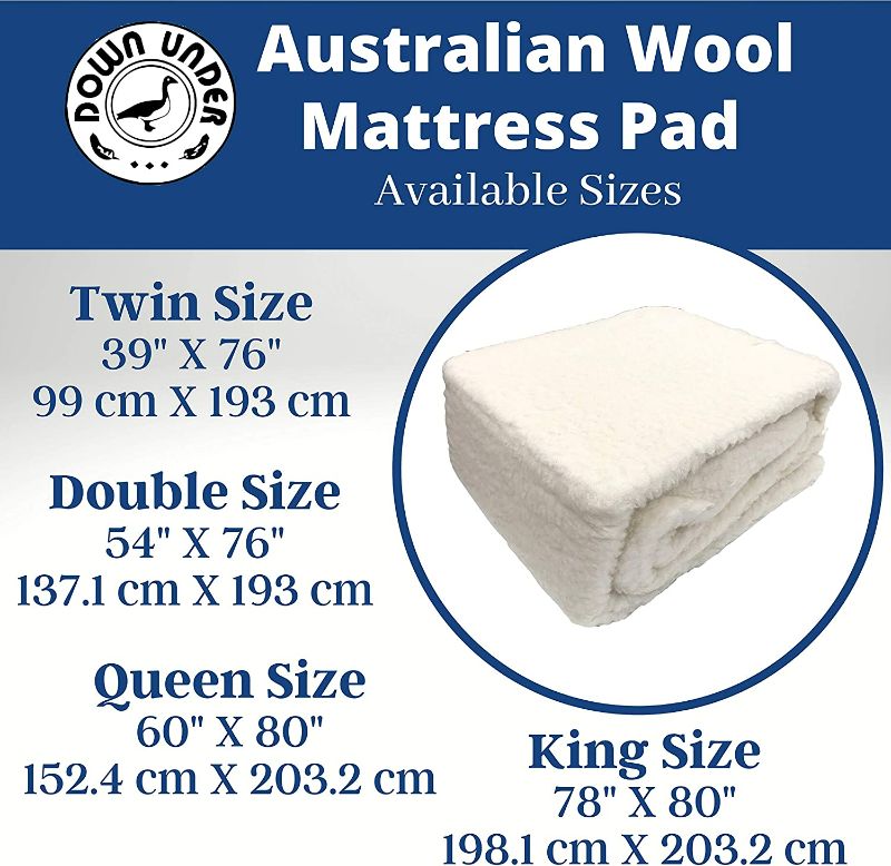 Photo 1 of 
DOWN UNDER Bedding Twin Size Premium Australian Pure Sheep Wool Fleece Fitted Mattress Cover Pad with 15" Deep Pocket - Woolmark Certified Bed Topper Overlay - Breathable - All Season Underlay