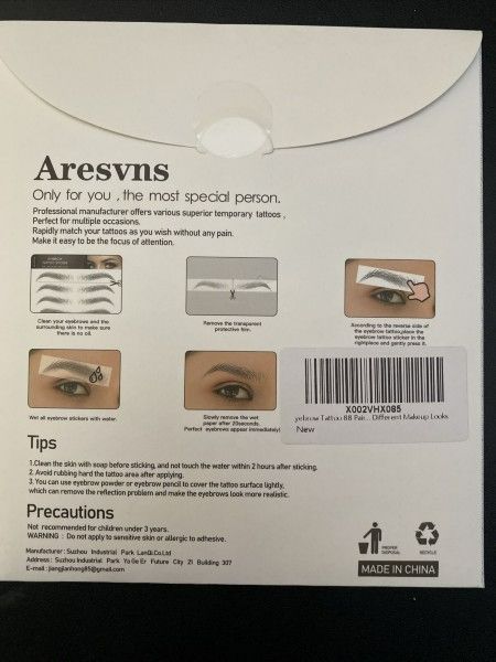 Photo 2 of Aresvns 4D Eyebrows Tattoo Natural Black 66 Pairs! Black Hair-Like Eyebrow Tattoos for Women,Lifelike Fake Eyebrows Waterproof and Long-Lasting 3-5 