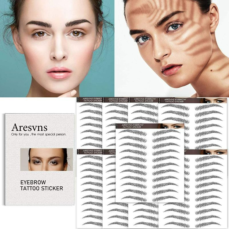 Photo 3 of Aresvns 4D Eyebrows Tattoo Natural Black 66 Pairs! Black Hair-Like Eyebrow Tattoos for Women,Lifelike Fake Eyebrows Waterproof and Long-Lasting 3-5 