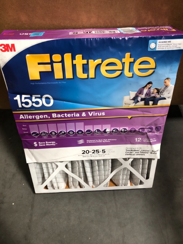 Photo 2 of 3M Filtrete Ultra Allergen Healthy Living Deep Pleat Furnace Filter  	24.19"L x 4.69"W x 19.56"Th