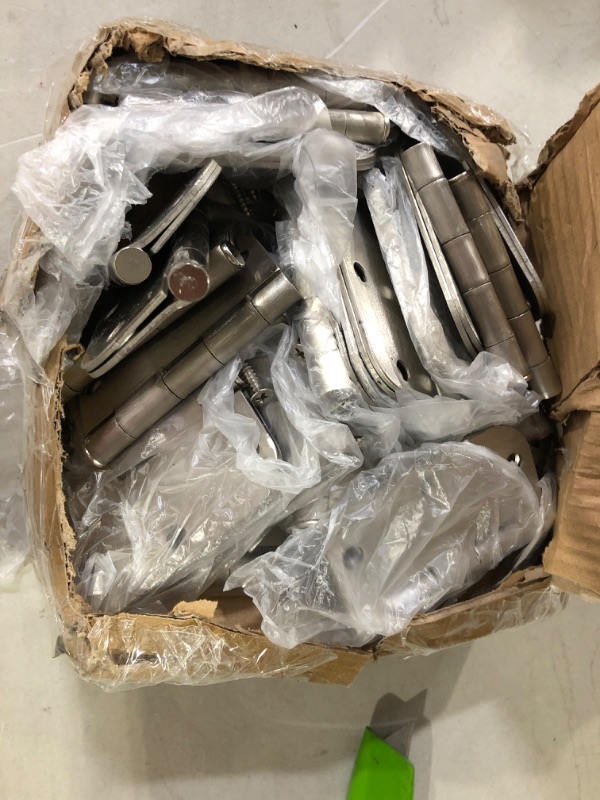 Photo 1 of 30 Pack Nickel Door Hinges Satin Nickel 3.5 x 3.5 Inch Interior 3 1/2 Inch Door Hinges Brushed Nickel Rounded 5/8" Radius Corners Iron Bifold Silver Residential Hinges for Doors Hardware Controls