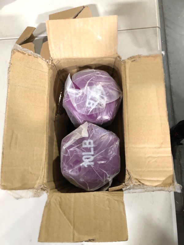 Photo 2 of Amazon Basics Vinyl Coated Hand Weight Dumbbell Pair, Set of 2 Purple 10 lbs Set Dumbbells