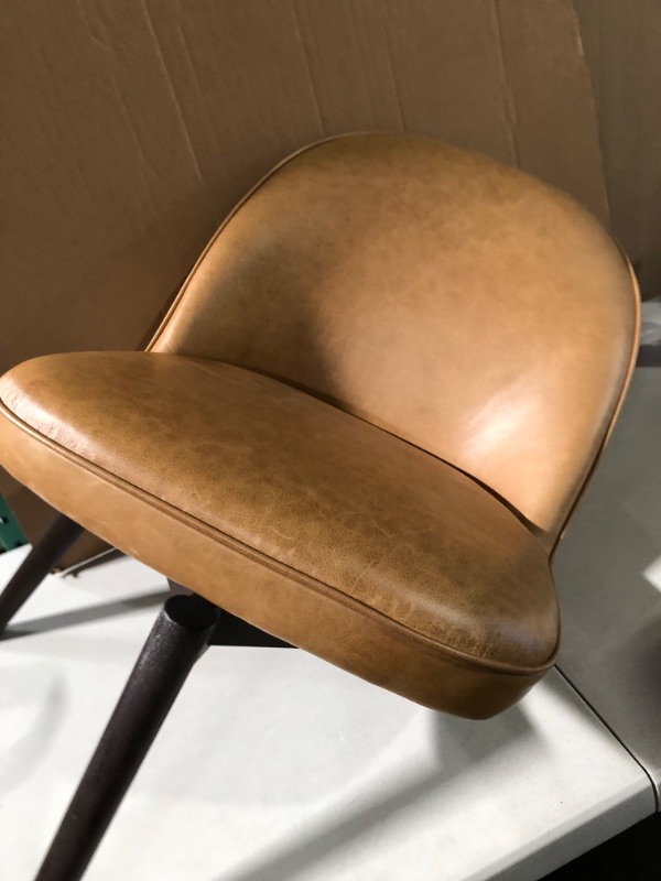 Photo 3 of  Rivet Contemporary Leather Dining Chair with Swivel Seat, 33"H, Cognac