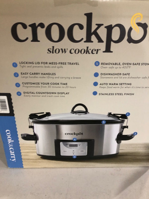 Photo 4 of Crock-Pot SCCPVL610-S-A 6-Quart Cook & Carry Programmable Slow Cooker with Digital Timer, Stainless Steel