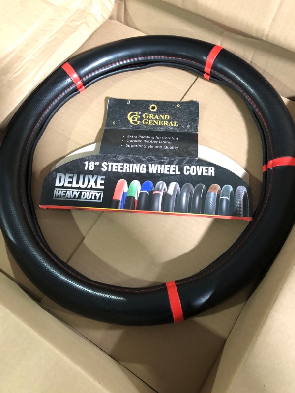 Photo 1 of GG Grand General 54046 18 Inches Steering Wheel Cover Red w/Black Hand Grips Matte Red