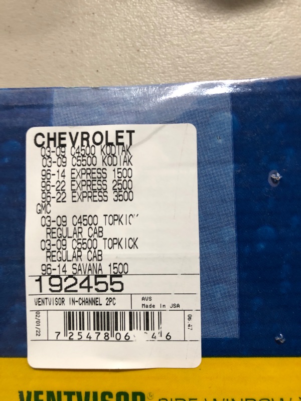 Photo 2 of Auto Ventshade [AVS] In-Channel Ventvisor / Rain Guards | Smoke, 2 pc | 192455 | Fits 1996-2014 Chevy Express/GMC Savana 1500, 1996-2022 Express & Savana 2500,3500, 09-20/4500, 03-09 Kodiak 4500/5500 In-Channel - Smoke