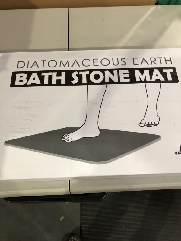 Photo 3 of Bath Stone Mats Diatomaceous Earth Bath Mat with Non-Slip,17.7x13.77inch, Grey