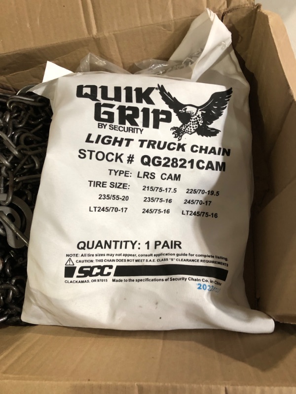 Photo 2 of Security Chain Company QG2821 Quik Grip V-Bar Light Truck LRS Tire Traction Chain - Set of 2 Non-CAM