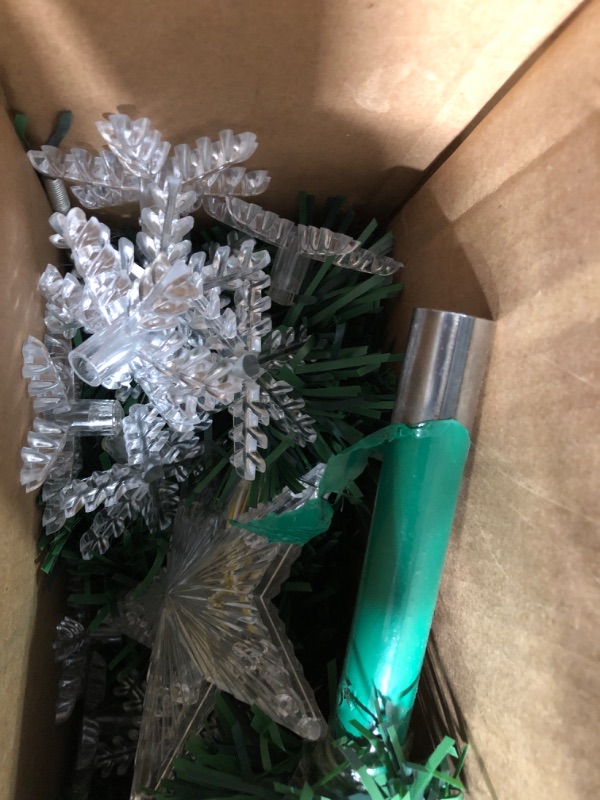 Photo 1 of Lulu Home Prelit Christmas Tree, 6FT Artificial Fiber Optic Tree with 270 Branches and Topper Star, 235 LED Colorful Lighted Xmas Green Pine Tree with Metal Stand for Indoor Outdoor Holiday Decoration 6 FT