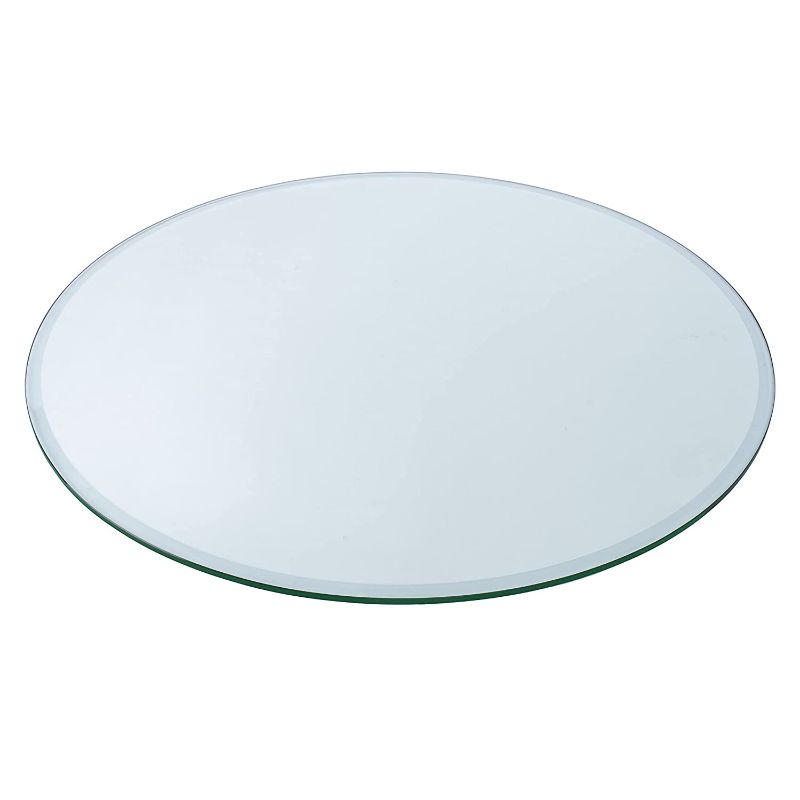 Photo 1 of 25.5" InchRound Glass Table Top, Leave No Stains,23.6" InchTempered Flat Edge Polished Glass Table Top, For Dining Table, Coffee Table, Home & Office Use, 14.9 Inch Clear Tempered
