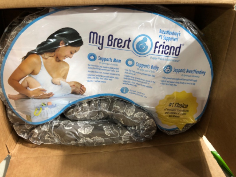 Photo 2 of My Brest Friend Original Nursing Pillow for Breastfeeding, Nursing and Posture Support with Pocket and Removable Slipcover, Grey Flowing Fans