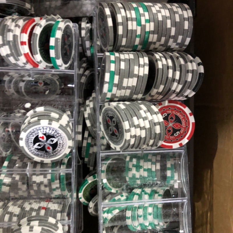 Photo 2 of Brybelly Ultimate 14-Gram Heavyweight Poker Chips - Set of 1000 in Acrylic Display Case