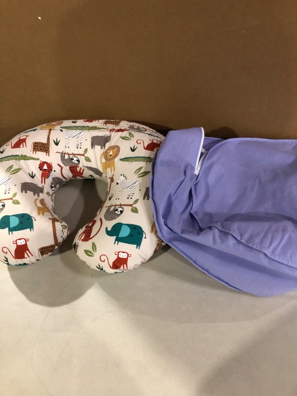 Photo 1 of Boppy Nursing Pillow and Positioner—Original | Neutral Jungle Colors with Animals | Breastfeeding, Bottle Feeding, Baby Support | With Removable Cotton Blend Cover | Awake-Time Support