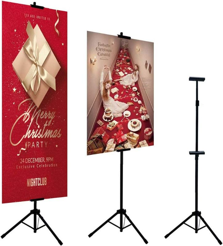 Photo 1 of HUAZI Poster Stand for Display Double-Sided Sign Stand Holder Floorstanding Height Adjustable up to 73 inches for Board Sign Stand only