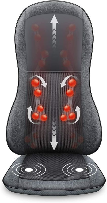 Photo 1 of COMFIER Full Back Massager with Heat -2D/3D Shiatsu Massage Seat Cushion with 10 Massage Nodes, Massage Chair Pad, Rolling Kneading Massage Pads for Back