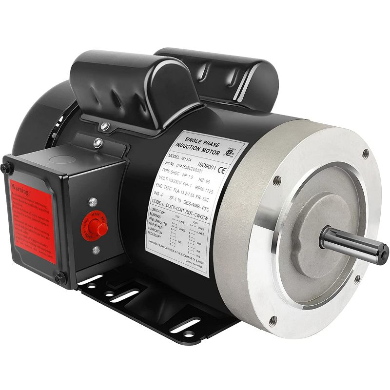 Photo 1 of 1.5HP Electric Motor General Purpose Single Phase Motor 1750RPM 56C 115/230V 5/8"Shaft diameter CW/CCW TEFC IP55 60HZ