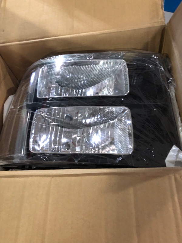 Photo 2 of MOSTPLUS Headlight Assembly Compatible with 2007-2013 GMC Sierra 1500 2500HD 3500HD Front Lamp with Black Housing/Clear Lens/Clear Reflector OE Style Black/Clear/Clear