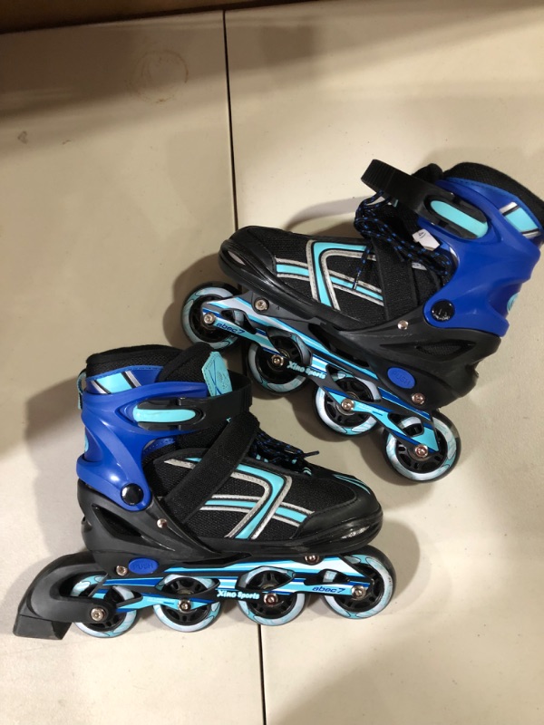 Photo 4 of [DAMAGE] XinoSports Kids Inline Skates for Girls & Boys - Adjustable Roller Blades with LED Illuminating Light Up Wheels Size M 1-4