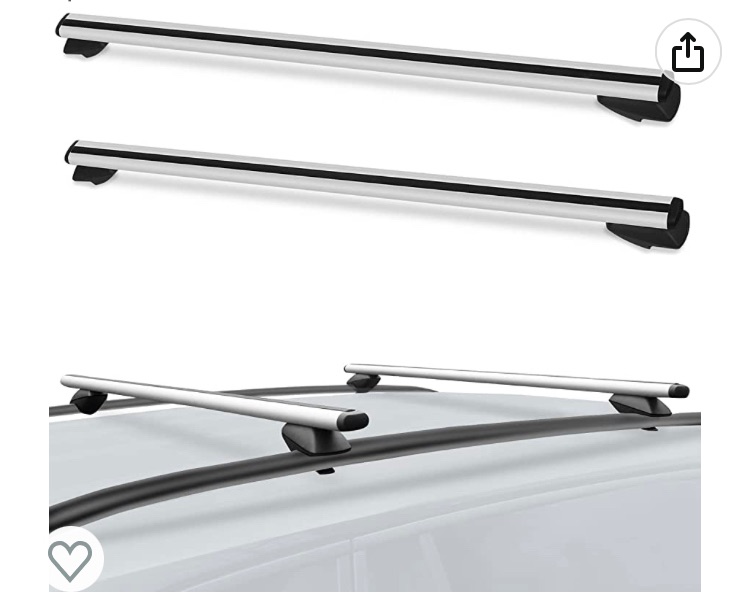 Photo 1 of 53" Universal Roof Rack Cross Bars,Heavy Duty 180LBS Aluminum Roof Rack, Adjustable Cossbar Raised Side Rail Gap for Cars Vehicles SUV,Compatible with Toyota Rav4, Jeep, etc.(White)