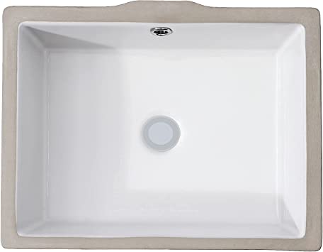 Photo 1 of AMASHEN 14.6" x 11" Undermount Bathroom Sink White Rectangular Porcelain Ceramic Vanity Basin with Overflow