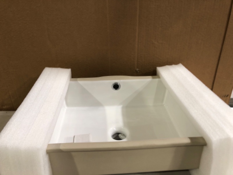 Photo 3 of AMASHEN 14.6" x 11" Undermount Bathroom Sink White Rectangular Porcelain Ceramic Vanity Basin with Overflow