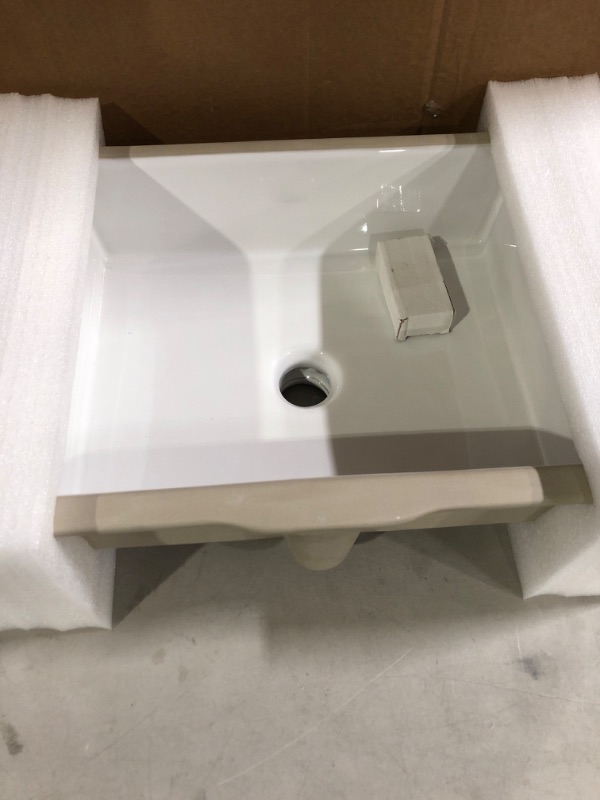 Photo 2 of AMASHEN 14.6" x 11" Undermount Bathroom Sink White Rectangular Porcelain Ceramic Vanity Basin with Overflow