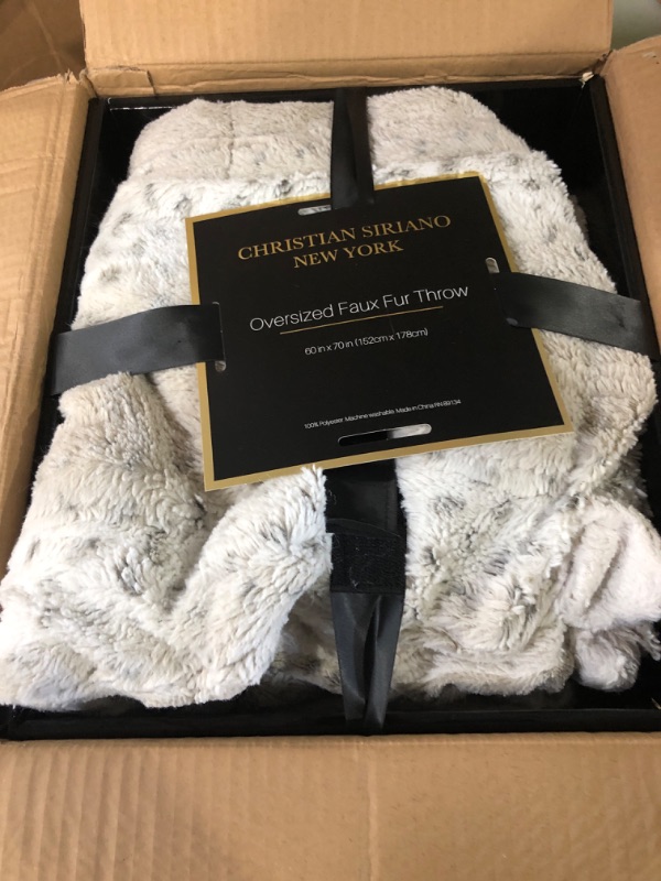 Photo 2 of Christian Siriano - Luxurious Snow Leopard Fur Filled Neutral Throw (60" x 70") - Gift Box Included - Perfect for Gifting Friends & Family