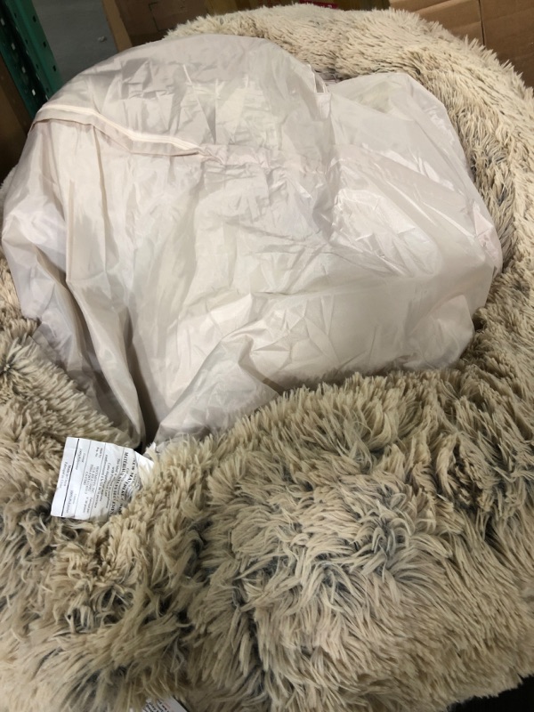 Photo 1 of Best Friends by Sheri The Original Calming Donut Cat and Dog Bed in Shag and Lux Fur, Machine Washable, High Bolster, Multiple Sizes S-XXL Shag Taupe Extra Large 45" x 45" Bed Only