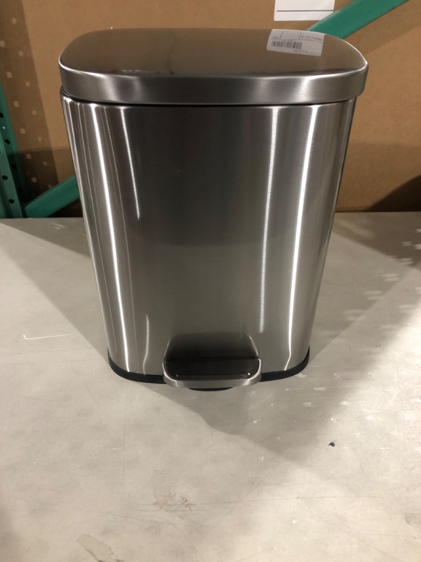 Photo 2 of 4.5 Liter / 1.2 Gallon Round Bathroom Step Trash Can, Brushed Stainless Steel (Unknown Maker) 