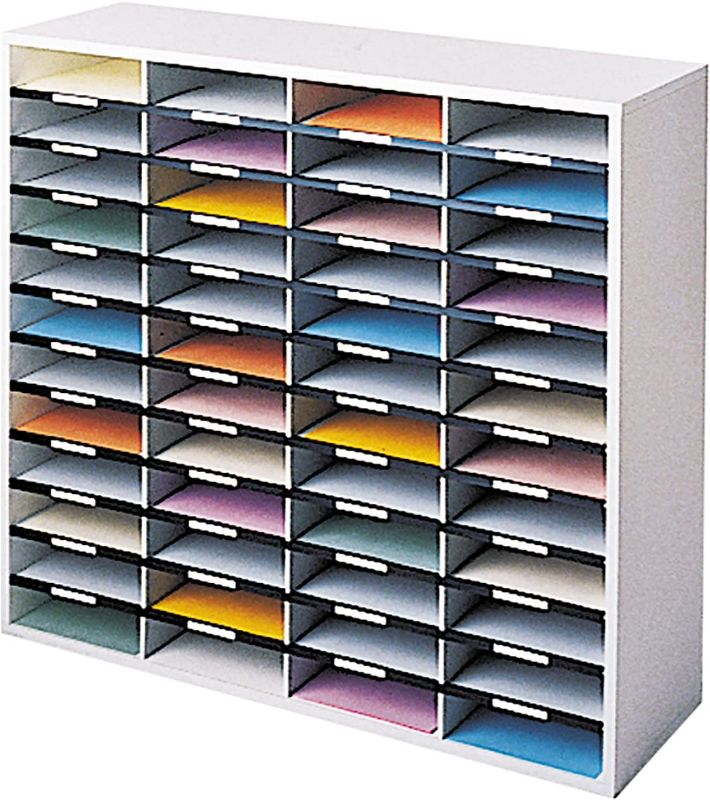 Photo 1 of Fellowes 25081 Literature Organizer, 48 Letter Sections, 38 1/4 x 11 7/8 x 34 11/16, Dove Gray