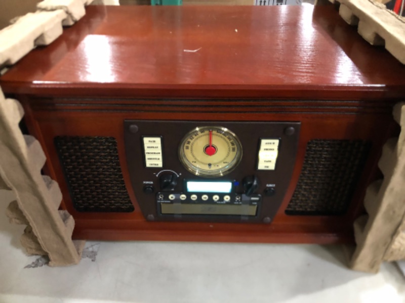 Photo 2 of Victrola Navigator 8-in-1 Classic Bluetooth Record Player with USB Encoding and 3-Speed Turntable Bundle with Victrola Wooden Stand for Wooden Music Centers with Record Holder Shelf, Mahogany